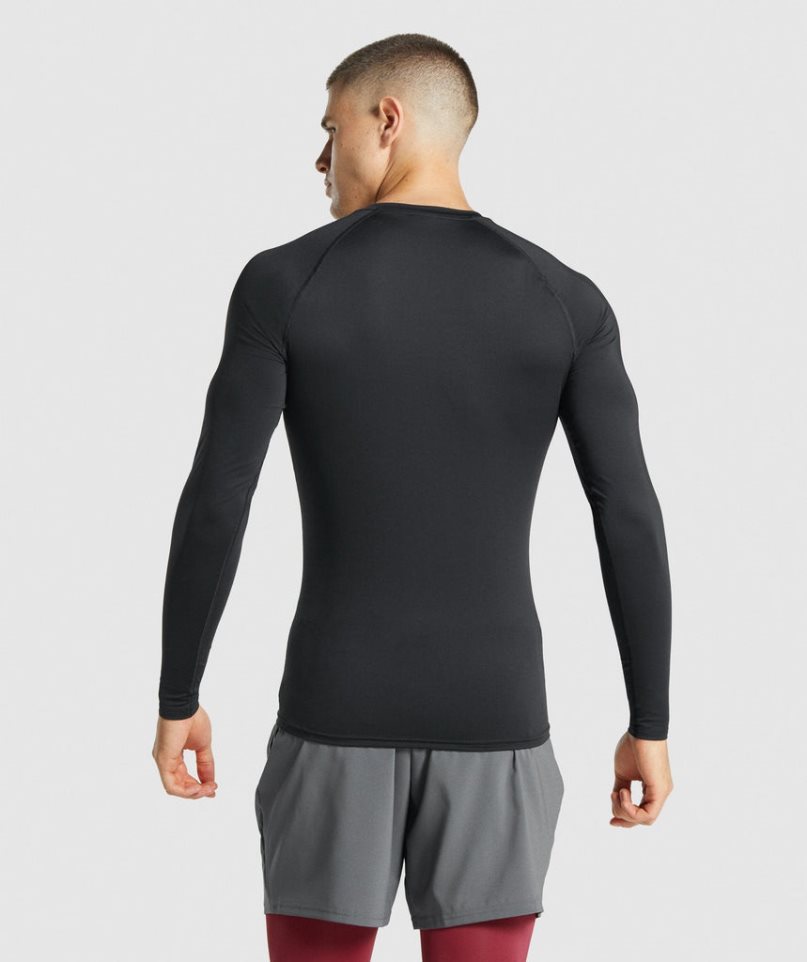 Men's Gymshark Element Baselayer Long Sleeve T-Shirts Black | CA 7180D5